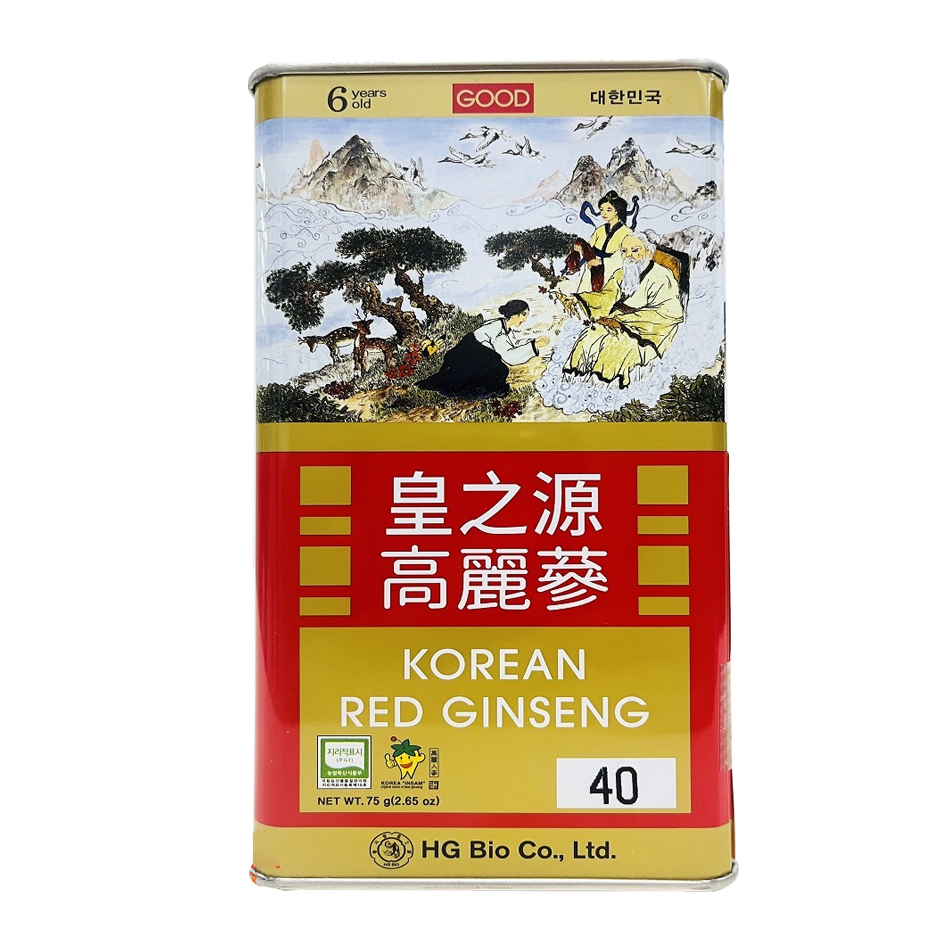 Hồng Sâm Củ khô hộp thiếc HG Bio 75g 6 củ